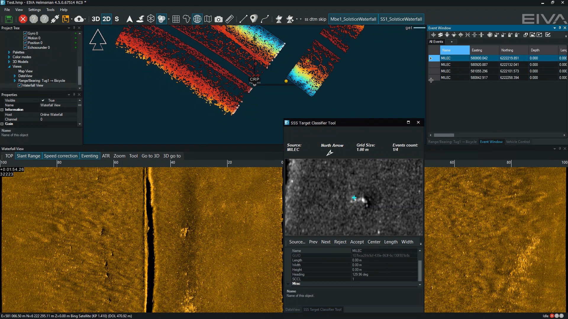 SSS sidescan sonar eventing tool